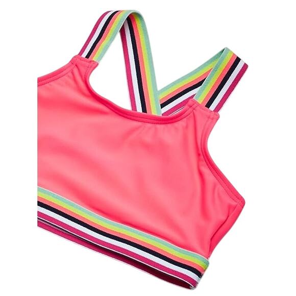 NWT New Kanu Surf Girls Size 14 Hot Pink Striped Athletic Bikini Top ONLY - Picture 2 of 3